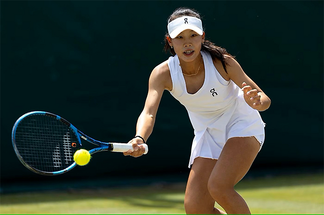 <사진> 윔블던 14세 부에 출전하는 한국 테니스의 기대주 홍예리. 테니스코리아 자료