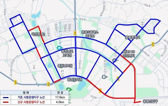 충남 내포신도시 자율주행 버스 노선 구간