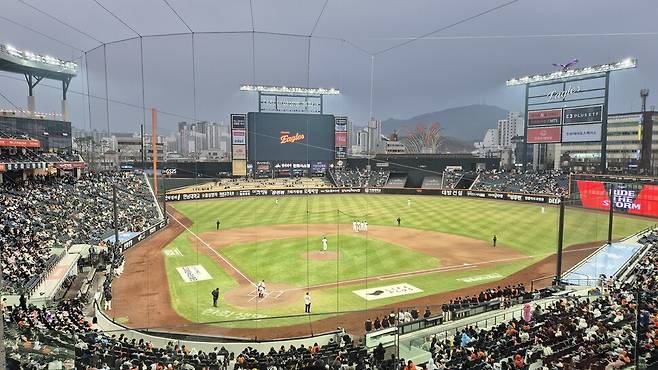 대전에 새 구장을 지은 뒤 성적·흥행 모두 고공 행진하는 한화이글스 경기. 오윤주 기자