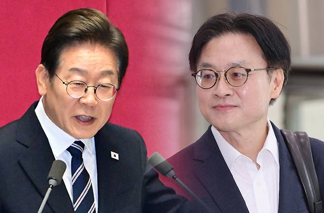 왼쪽은 이재명 대통령이 6월26일 국회 본회의장에서 추가경정예산 시정연설을 하고 있는 모습이다. 오른쪽은 김정관 산업통상자원부 장관 후보자의 6월30일 인사청문회 준비사무실 첫 출근길 모습이다. ⓒ연합뉴스