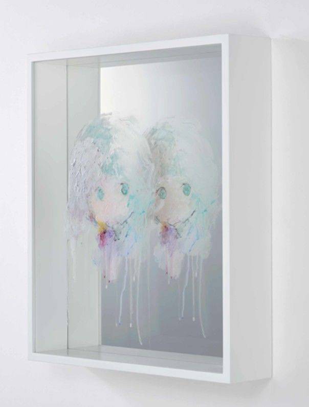 마코토 타니구, Makoto Taniguchi Untitled, 2021 Acrylic paint, grease pencil, acrylic board, wooden frame, mirror H57.8 x W50.9 x D10.9 cm *재판매 및 DB 금지