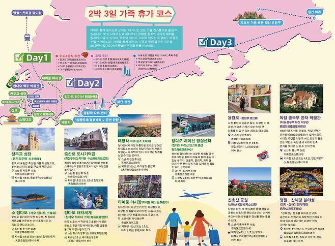 2박3일 가족 휴가 코스, 2박3일 칭다오 즐기기 여행 코스, 가자, 주말에 칭다오로! 리플렛