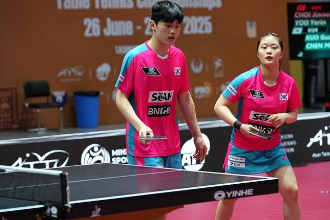 U19 혼합복식 은메달 최지욱-유예린 조. /사진=대한탁구협회 제공