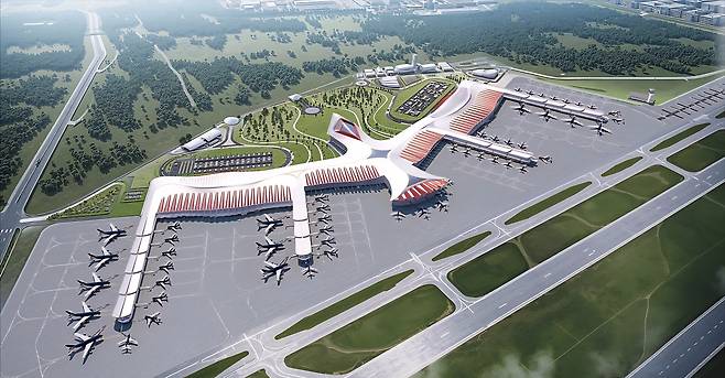 푸꾸옥 공항 불사조 형태의 조감도
