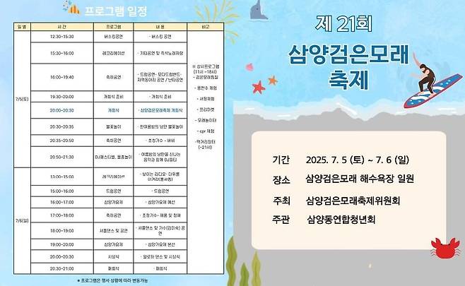 '제21회 삼양검은모래축제' 포스터 ⓒ제주시 제공