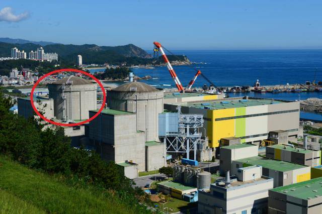 경북 울진 한울원자력발전 1호기(붉은색 원). 한울원자력본부 제공