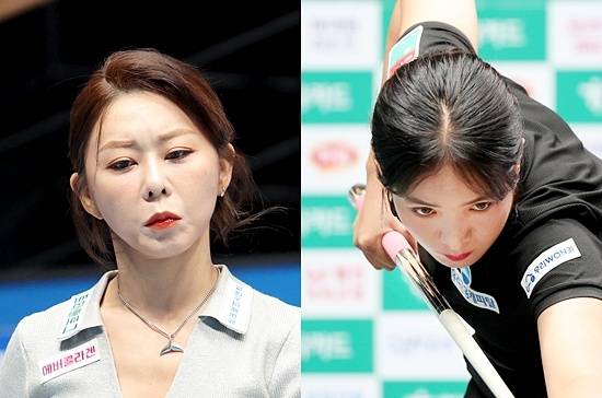 김가영(왼쪽)과 스롱이 ‘하나카드LPBA챔피언십’ 8강전에서 나란히 승리를 거두고 4강에서 격돌한다. (사진=PBA)