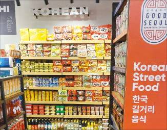 인도 뉴델리 인근 하리아나주 구루그람시의 마트 한국 식품 코너. KOTRA 제공