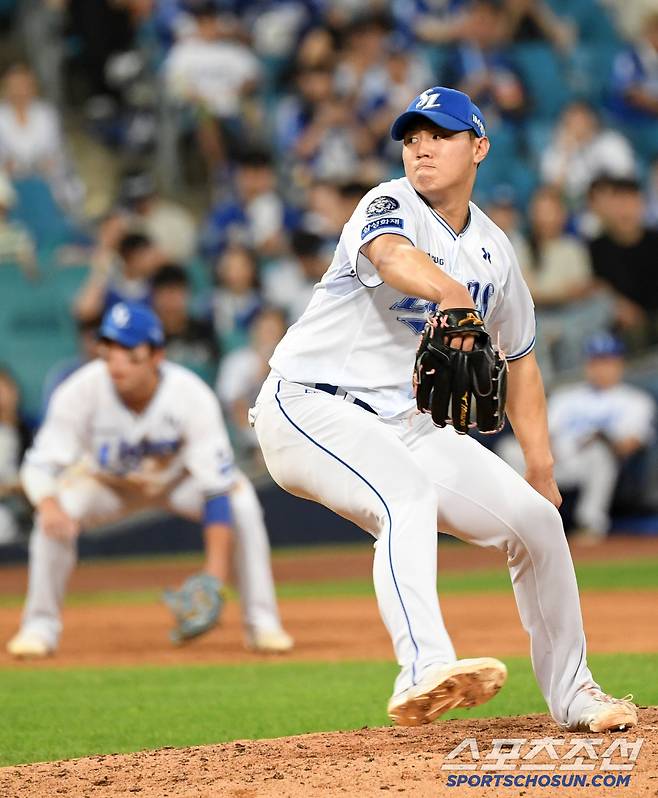 5일 대구 라이온즈파크에서 열린 삼성 라이온즈와 LG 트윈스의 경기. 삼성 배찬승이 역투하고 있다. 대구=박재만 기자 pjm@sportschosun.com/2025.07.05/