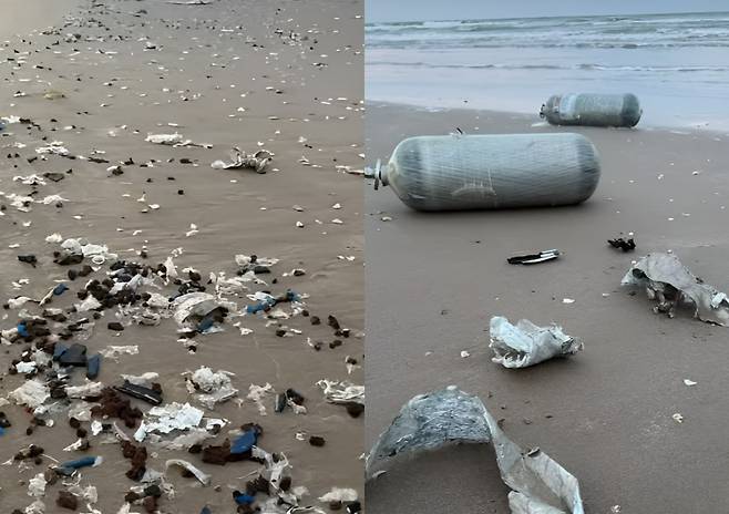 스페이스X 로켓 발사 이후 멕시코 바그다드 해변에 파편이 쏟아지며, 멸종위기 바다거북의 서식지가 훼손됐다. 환경단체는 500m 구간에서만 1톤 넘는 잔해를 수거했고, 최소 300마리의 새끼 거북이 폐사한 것으로 추정했다. (사진=Conibio Global A.C. 캡처)