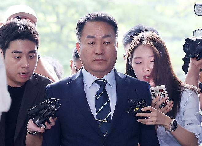 김계환 전 해병대사령관이 7일 서울 서초구 순직해병 특검 사무실에 조사를 받기위해 출석하고 있다./뉴스1