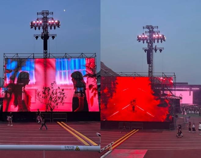 블랙핑크 콘서트에 설치된 스크린이 시야를 가린 모습. 온라인 커뮤니티 캡처