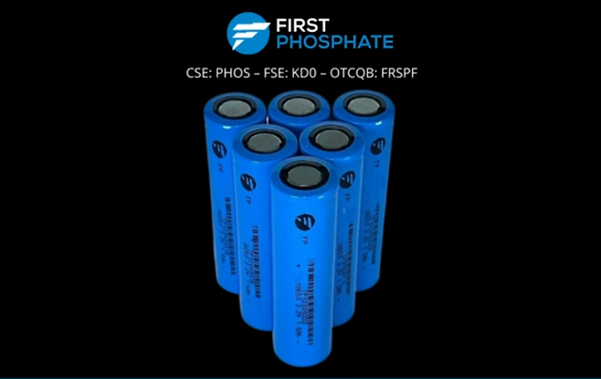 캐나다 퍼스트포스페이트가 북미산 핵심 광물만을 사용해 18650 리튬인산철(LFP) 배터리를 생산하는데 성공했다. (퍼스트포스페이트 제공)