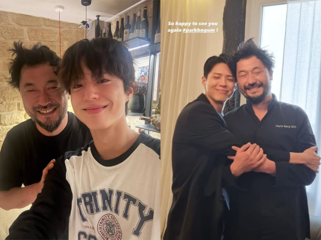 박보검이 피에르 상 식당에 방문했다 최근(좌)&과거(우)./피에르 상 SNS