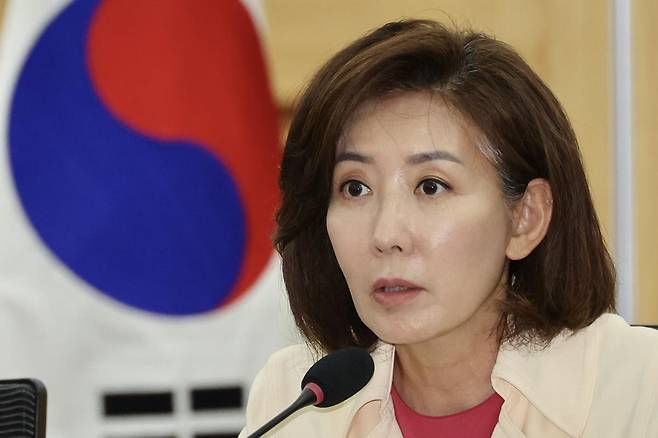 나경원 국민의힘 원내대표가 26일 오전 서울 여의도 국회 의원회관에서 열린 ‘이재명정권 외교·안보 노선, 어디로 가는가’ 긴급토론회에서 발언하고 있다. 2025.06.26 뉴시스