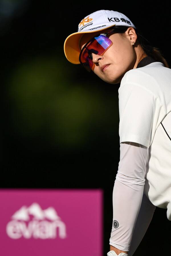 2025년 미국여자프로골프(LPGA) 투어 메이저 골프대회 아문디 에비앙 챔피언십에 출전한 전인지 프로가 샷을 하는 모습이다. 사진제공=MILLEREAU Philippe_아문디 에비앙 챔피언십 2025