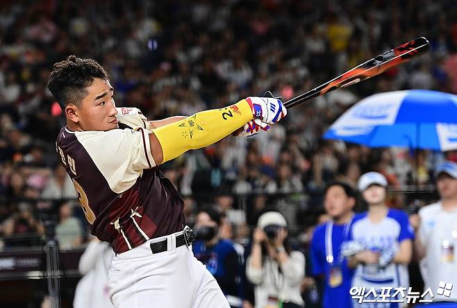 11일 오후 대전 한화생명 볼파크에서 열린 2025 신한 SOL Bank KBO 올스타전 홈런더비, KT 안현민이 타격하고 있다. 엑스포츠뉴스 대전, 박지영 기자