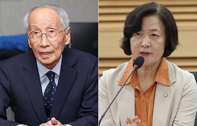 윤여준 전 환경부 장관·추미애 의원. 연합뉴스