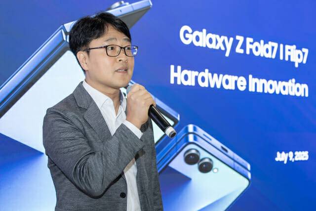 강민석 삼성전자 MX사업부 상무가 10일(현지시간) 미국 뉴욕에서 갤럭시 하드웨어 혁신에 대해 설명하고 있다. (사진=삼성전자)