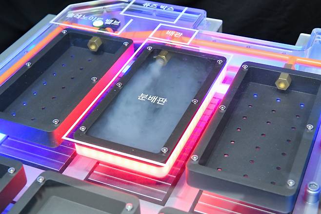 현대모비스는 전기차 배터리셀에 불이 나면 소화 약제를 자동 분사해 진압하는 신기술을 개발했다고 밝혔다./연합뉴스