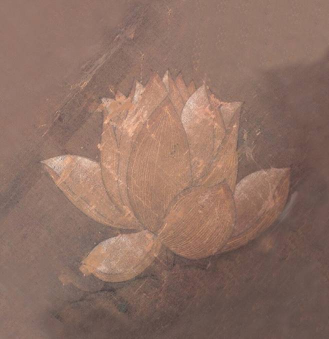 고려불화 아미타여래도에 그려진 홍련.