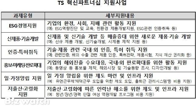 TS 혁신파트너십 지원사업 세부내용/자료=TS 제공