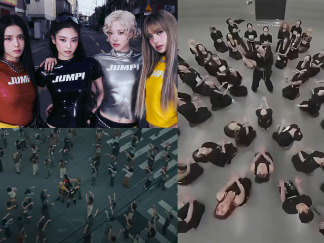 블랙핑크 '뛰어' 뮤직비디오와 원밀리언 연습 사진./YG 엔터테인먼트 & 리아킴 SNS