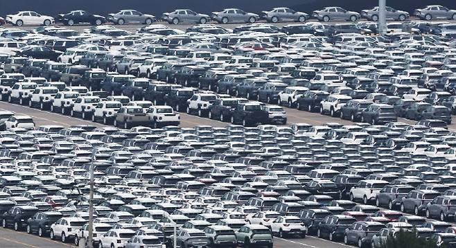 경기 평택시 포승읍 평택항 자동차전용부두에 차량들이 세워져 있다. (사진=뉴스1)