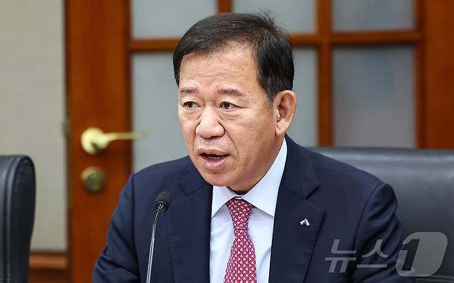 서유석 금융투자협회장이 10일 서울 영등포구 금융투자협회에서 열린 '금융감독원장-자산운용사 CEO 간담회'에 참석해 모두발언을 하고 있다. 2025.4.10/뉴스1 ⓒ News1 김도우 기자