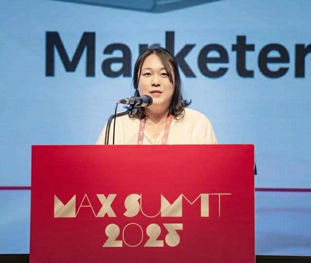 하주희 카페24 팀장이 지난 16일 열린 맥스 서밋 2025에서 강연하고 있다.