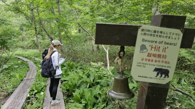 곰 출현을 막기 위해 설치된 종. / JAPAN NOW