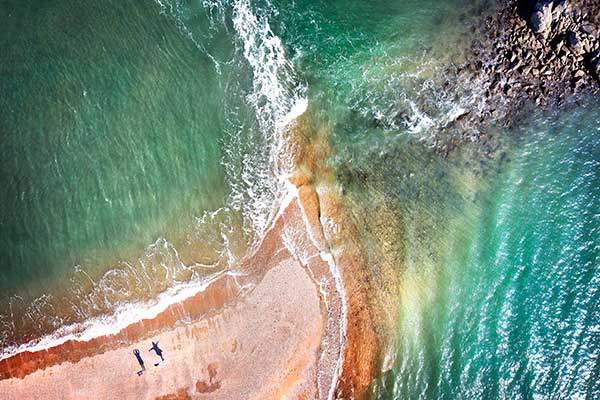 하늘에서 본 목섬 해변.