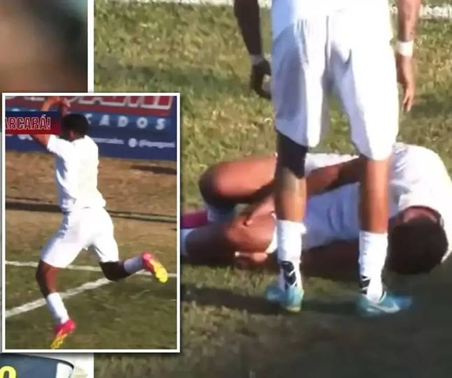 호날두 세리머니를 따라하다 부상을 당한 케슬리의 모습. /사진=트리뷰나 캡처