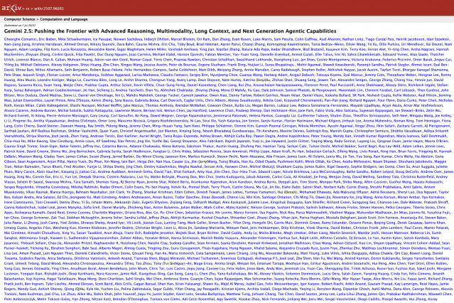 구글 제미나이 2.5 논문에 참여한 기여자 중 일부(이미지=구글)