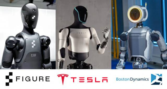휴머노이드 로봇 비교. 왼쪽부터 피규어AI '피규어02', 테슬라 '옵티머스', 보스턴다이내믹스 '아틀라스' (사진=각사)