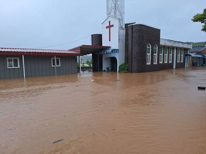 광주 본량제일교회가 침수된 모습. 교회 제공