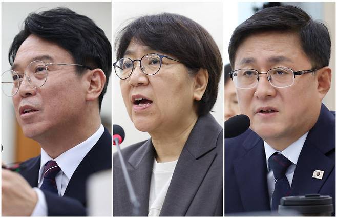 김영훈 고용노동부 장관(왼쪽부터), 정은경 보건복지부 장관, 김성환 환경부 장관 (사진=이데일리)