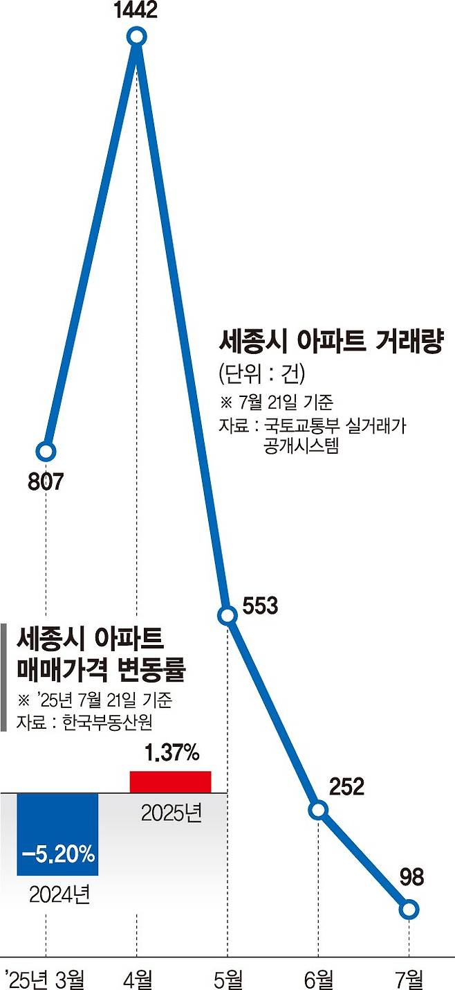 '석달천하'로 끝난 세종 집값… 전고점 회복도 실패