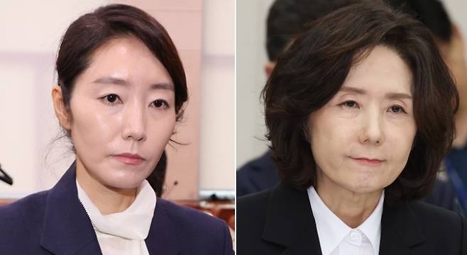 강선우 여성가족부 장관 후보자(왼쪽)와 이진숙 교육부 장관 후보자. 연합뉴스