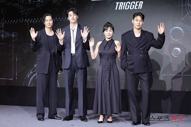 넷플릭스 시리즈 '트리거' 제작발표회에 참석한 배우 김남길, 김영광, 길해연, 박훈. 25.7.22ⓒ이혜영 기자 lhy@hankooki.com