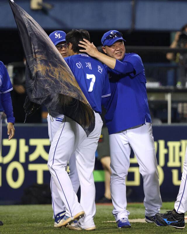 이재현과 박진만 감독./삼성 라이온즈