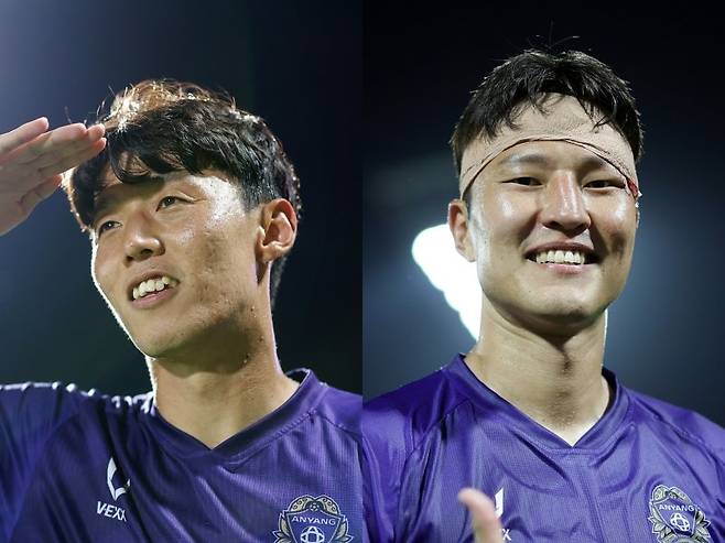 김보경(왼쪽)과 권경원의 존재는 단순한 전력 보강을 넘어선다. 실력과 경험, 그리고 팀을 위한 헌신과 리더십까지 갖춘 이들의 합류는 후반기 안양의 가장 든든한 버팀목이자 잔류 경쟁에서 가장 큰 무기다. 사진제공|한국프로축구연맹