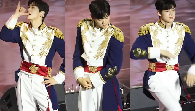 그룹 아스트로의 차은우가 팬미팅에서 ‘소다팝’ 퍼포먼스를 선보여 화제가 됐다. 유튜브 영상 캡처