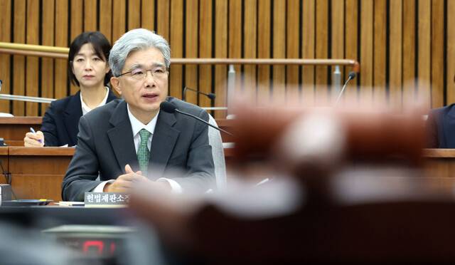 김상환 헌법재판소장 후보자가 7월21일 오전 서울 여의도 국회에서 열린 인사청문회에서 답변하고 있다. 김경호 선임기자 jijae@hani.co.kr