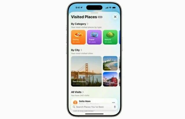 애플 지도에는 '방문했던 곳'이라는 신기능이 추가된다. (사진=애플)