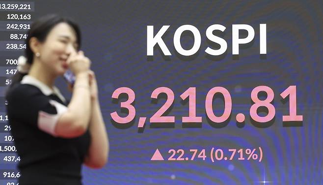 21일 서울 여의도 한국거래소 전광판에 종가가 표시되고 있다./임형택 기자