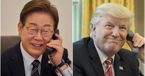 통화하는 이재명 대통령(왼쪽)과 도널드 트럼프 미국 대통령. 연합뉴스