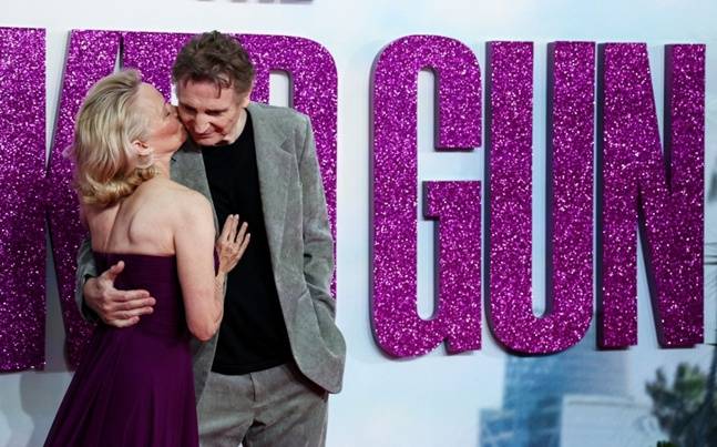 시사회에 참석한 파멜라 앤더슨과 리암니슨/사진 AFPBBNews=뉴스1=스타뉴스