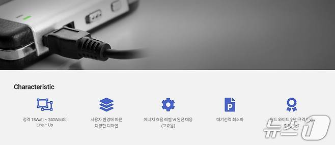 파워넷 주요 제품인 어댑터(파워넷 홈페이지 갈무리)