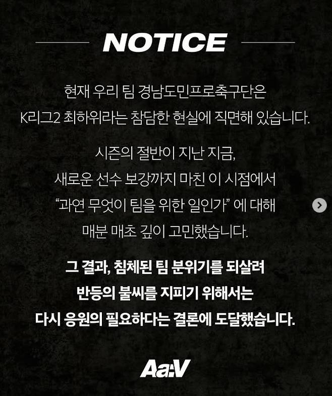 사진=경남FC 공식 서포터즈 SNS 계정 캡처